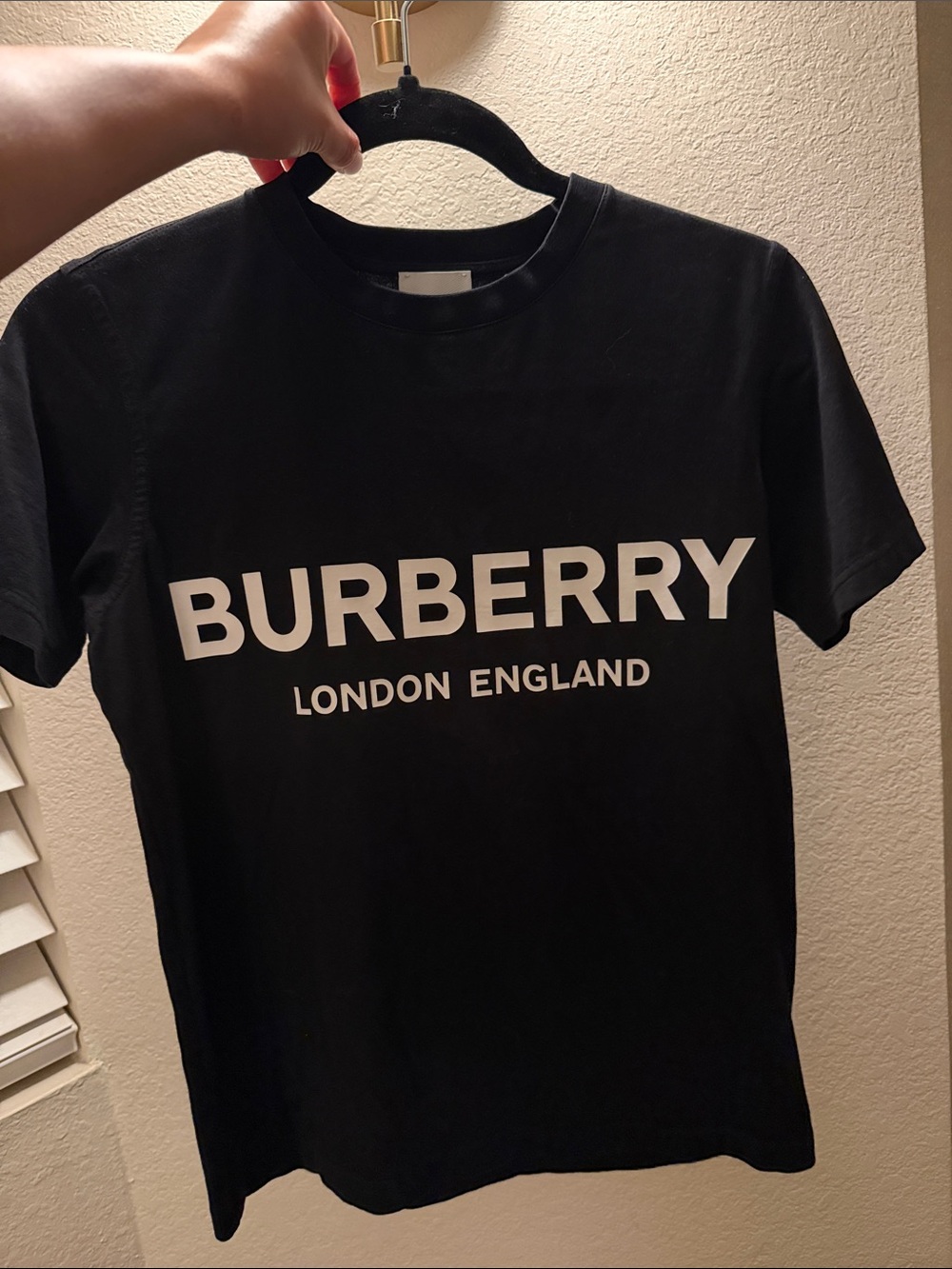 Burberry Black and White Logo Crew Neck Tee